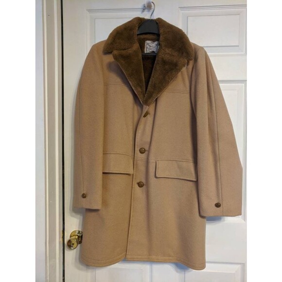 Mens Vagabond Coat Heavy Faux Sherpa Collar Vintage 38 - Picture 2 of 10